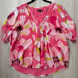 1 State Pink and White Pattern Blouse